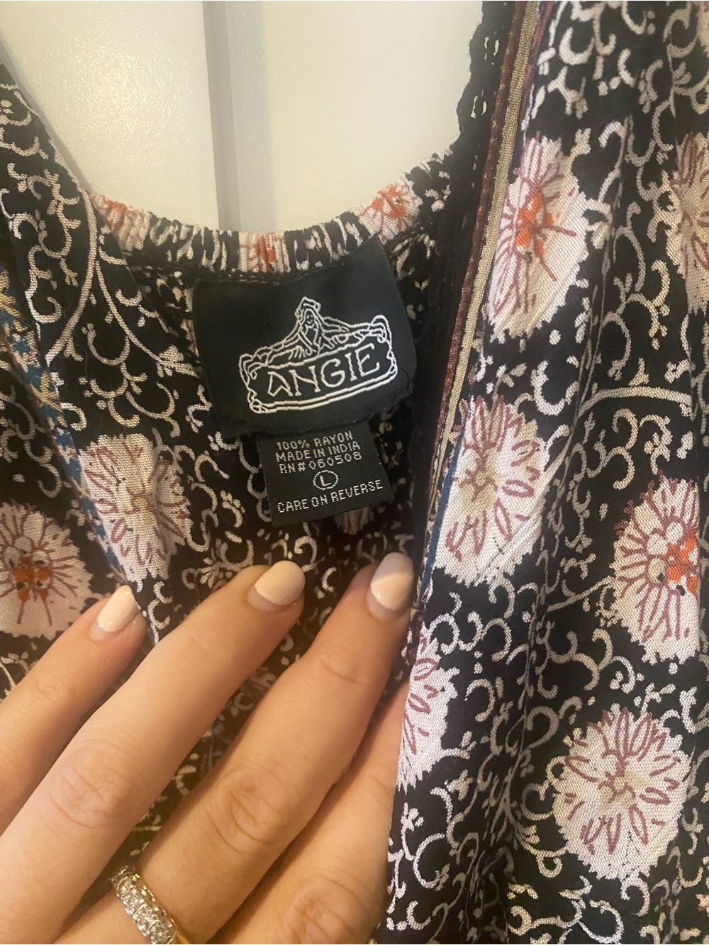 Angie Bohemian Floral Maxi Dress with Spaghetti Straps - Black & Multi - Picture 2 of 5